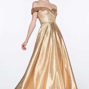 Gold Sleeveless Bridesmaid Long dress